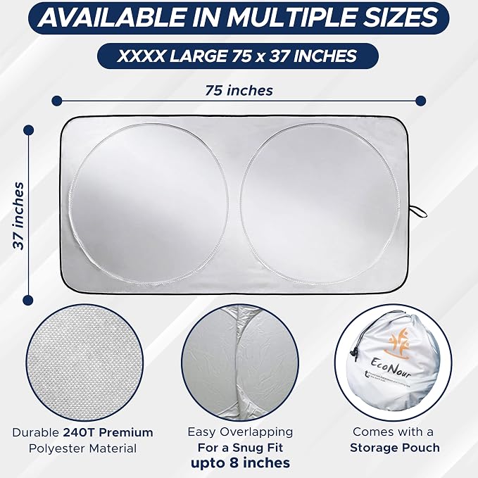 EcoNour Foldable Sunshade for Car Windshield | Dashboard Shield for Your - Image 4