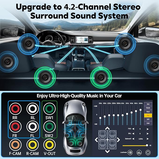 7" Double Din Car Stereo with Wireless Apple CarPlay and Android Auto, 240W - Image 4