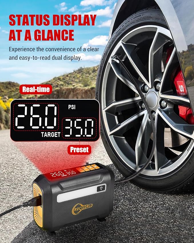 R8 Tire Inflator Portable Air Compressor, DC 12V Portable Air Compressor - Image 3