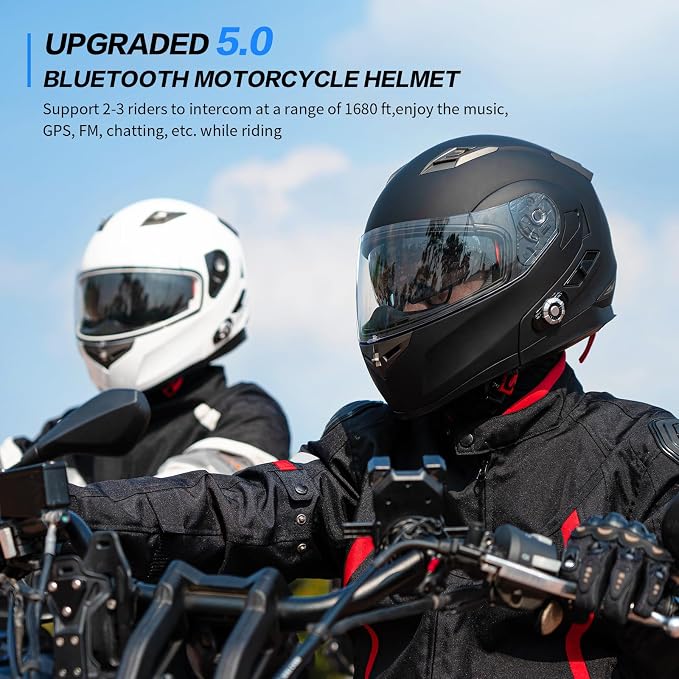 Motorcycle Helmet Bluetooth 5.0 Integrated New EPS FreedConn BM2-S Modular Flip - Image 3