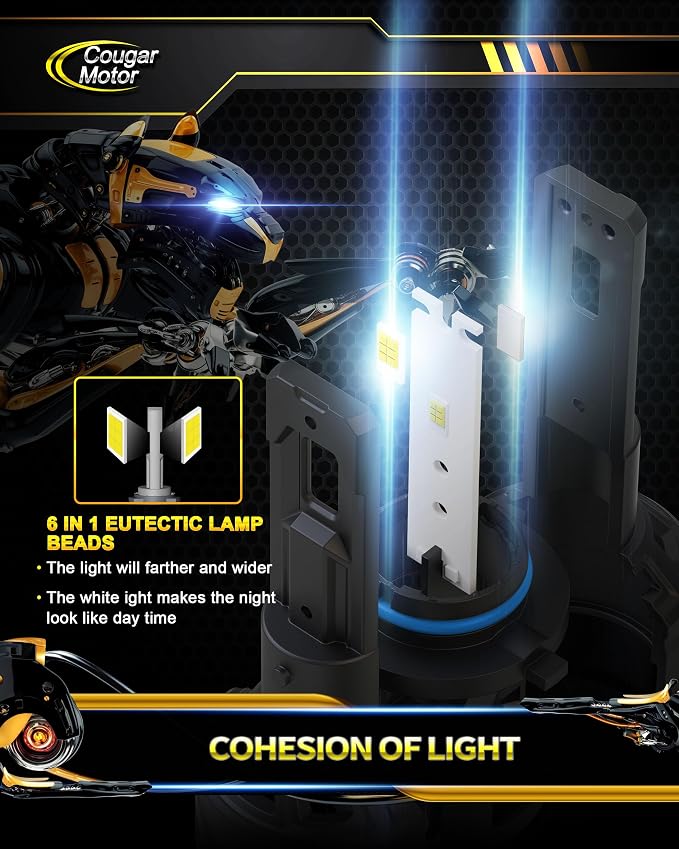 Cougar Motor 9006 Bulbs, HB4 Fog Lights 6500K White Non-Polarity 9006 Fog Bulb - Image 3