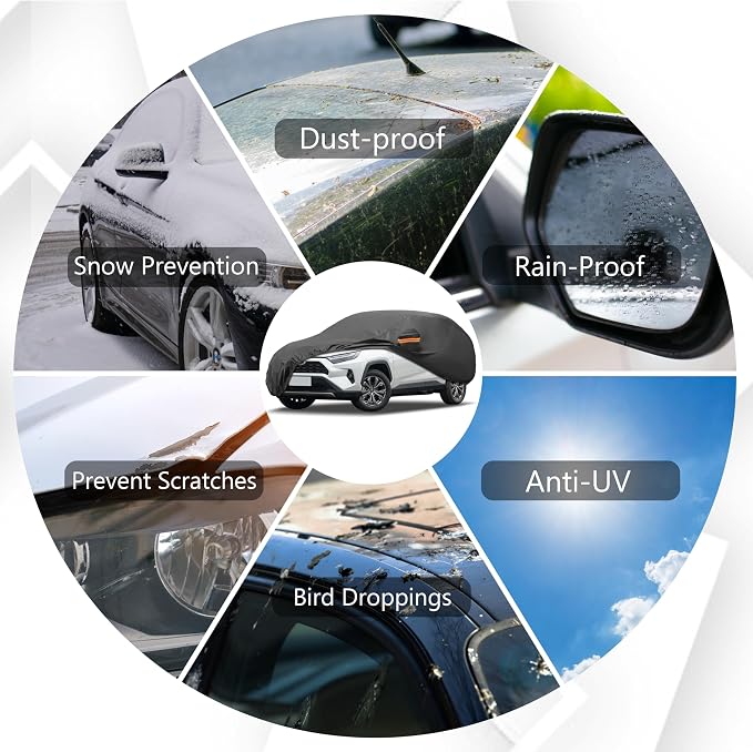 MORNYRAY Compatible with Ford Mustang, Car Cover Outdoor Waterproof Sun Rain - Image 3