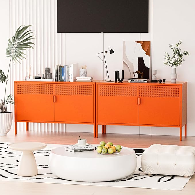 2 Door Accent Cabinet, 2-Tier Shelf, Music Studio - Image 5