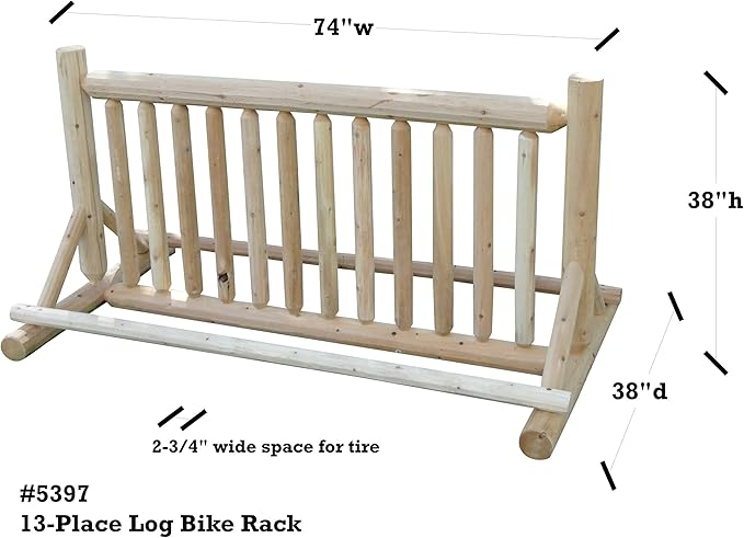 13-Place Bike Log Rack, Outdoor Bike Stand, Freestanding Commercial Bicycle - Image 6