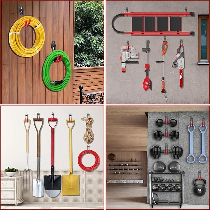 3-H Large Garden Hose Holder Wall Mount 4 Pack, Solid Steel Hose Hanger - Image 5