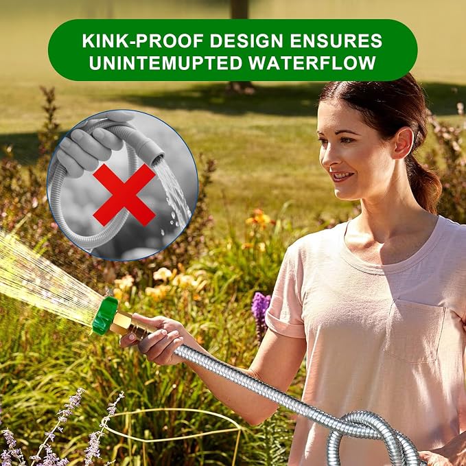Metal Short Garden Hose 10 Ft 12 Ft, Flexible Stainless Steel Garden Hose 10 - Image 7