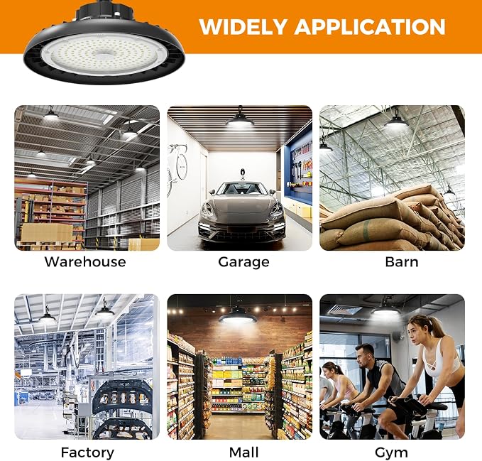 High Bay Lights 180W LED UFO Light LED Shop Lights 32400 LM 6000K IP65 - Image 8