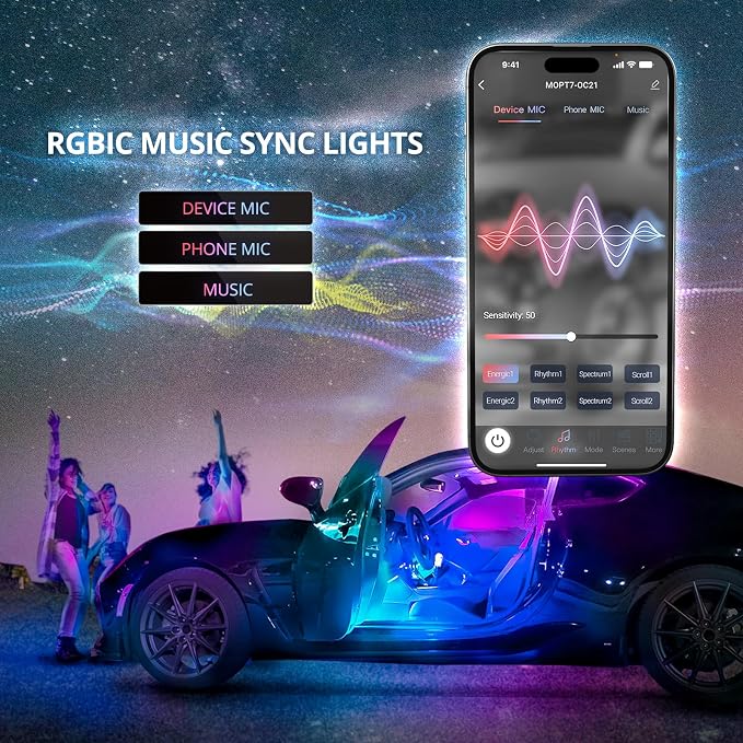 OPT7 Aura DreamColor RGB-IC Car Interior Ambient Light, Color Chasing Light Kit - Image 7