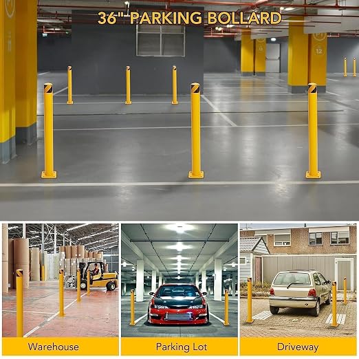 Safety Bollard 6 Packs, 36 Inch High Heavy-Duty Yellow Safety Bollard Steel - Image 4