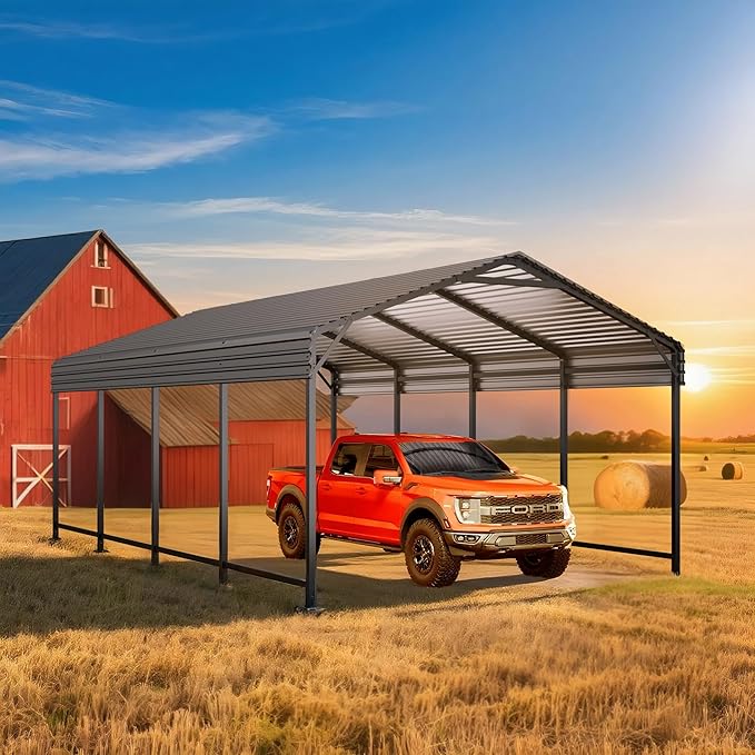 12x20 FT Metal Carport, Enhanced Base and Steel Roof - Image 4