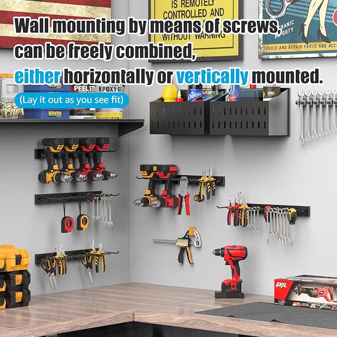 CCCEI 3 Modular Pegboard Strip Storage, Metal Peg Slat Wall Mount - Image 6