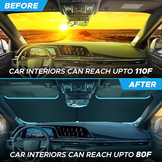 2 Piece Truck Windshield Sun Shade Foldable | Front Windshield Shade - Image 2