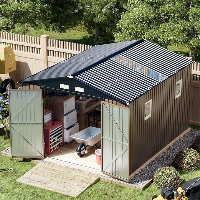 Breezz Outdoor Storage Shed 10 x 12 ft. Utility Tool Shed Metal Storage Garden by BreezZ