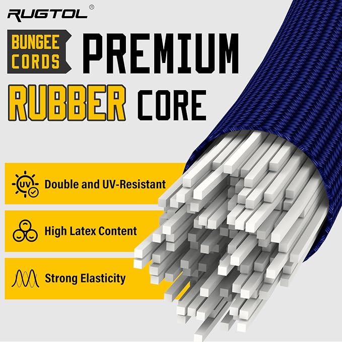 Bungee Cords with Hooks, 48 Inch Adjustable Blue Bungee Cords with Carabiner - Image 3