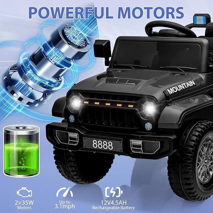 12V Kids Ride on Truck Car, w/Parent Remote Control, Twin 35w Motors, 3 Speeds - Image 3