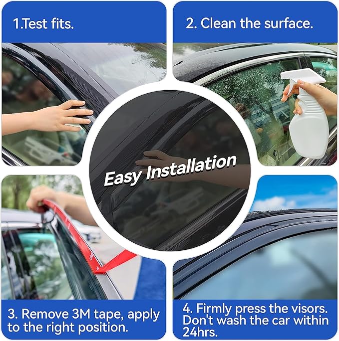 Window Visors Rain Guards for 2005-2015 Toyota Tacoma Double Cab, Out-Channel - Image 5