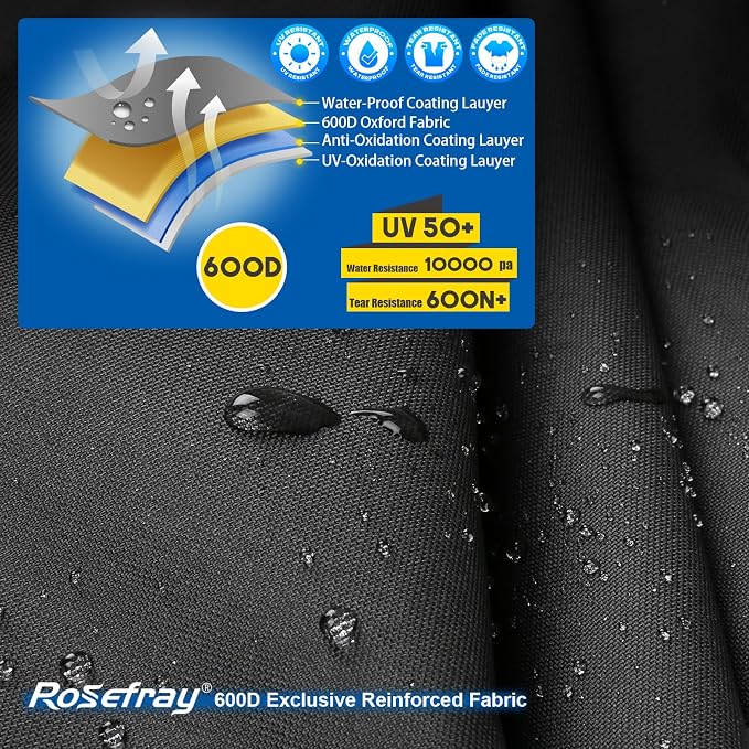 Rosefray Motorcycle Cover with Side+Top Box Heavy Duty 600D Waterproof - Image 2