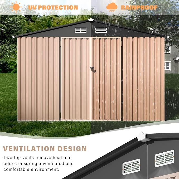 8x10 FT Metal Storage Sheds Outdoor, Metal Yard Sheds Garden Shed Kit, Tool Shed - Image 4