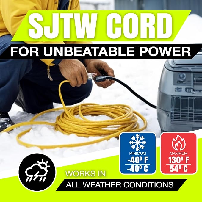100ft Outdoor/Indoor Extension Cord 16/3 Gauge Heavy Duty 3 Prong SJTW - Image 8