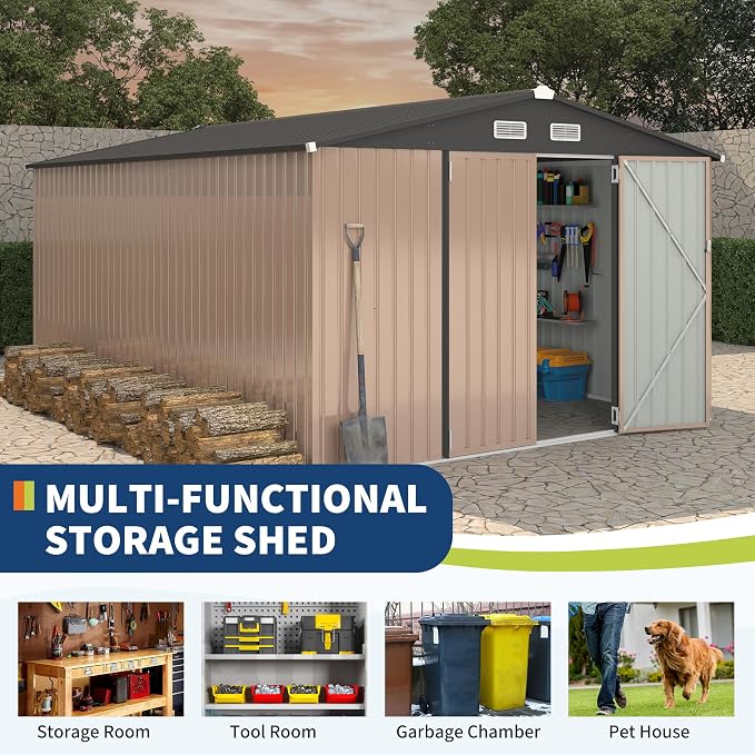 10x14 FT Metal Storage Sheds Outdoor, Metal ToolShed - Image 3