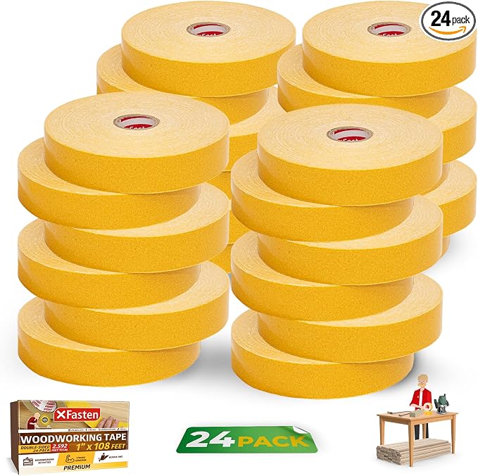 XFasten Bulk Double Sided Woodworking Tape 1-inch, 592 Feet Total Residue-Free by XFasten