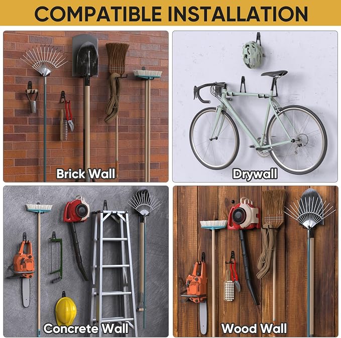 TICONN 2 Pack Heavy Duty Garage Hooks, Steel Utility Wall Storage Hooks - Image 7