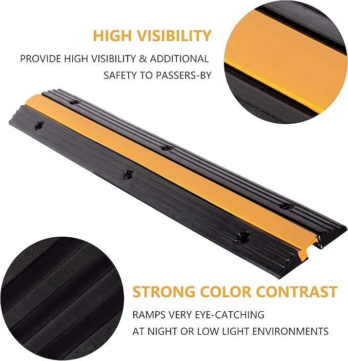 5 Pack Rubber Cable Ramp Hose Cable Protector Ramp 1 Channel 11000Lbs Load - Image 6