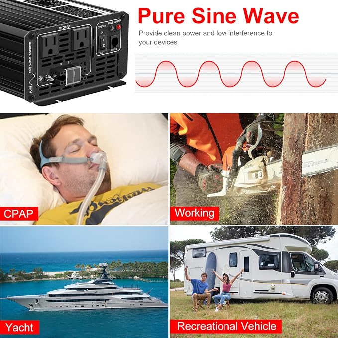 Xijia 1500W Pure Sine Wave Inverter DC 60v to 120v Inverter 60HZ Solar Converter - Image 3