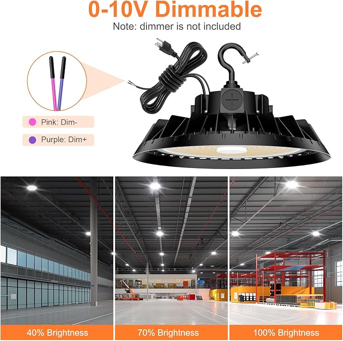 3Pack LED High Bay Lights, 240W UFO High Bay LED Shop Lights, 36000LM - Image 8