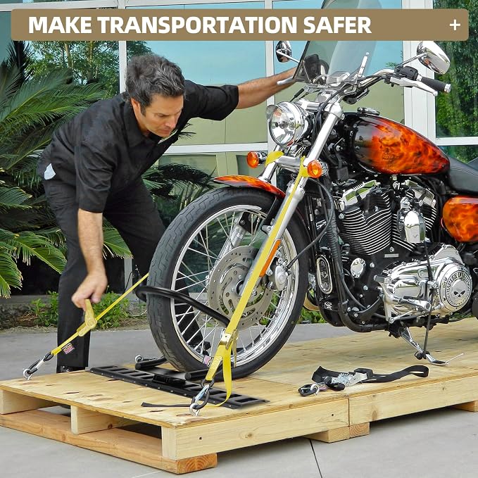 2 Pack E-Track Wheel Chock & Strap Kit|E Track Motorcycle Wheel Chock - Image 6
