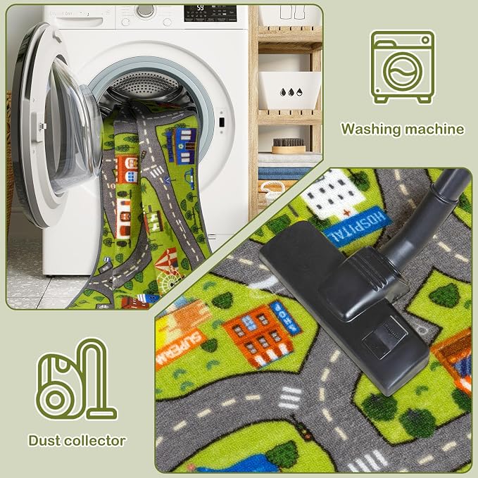 STARUIA Washable Kids Play Rug for Playroom, Boys Car Rug for Kids Toy Cars - Image 6