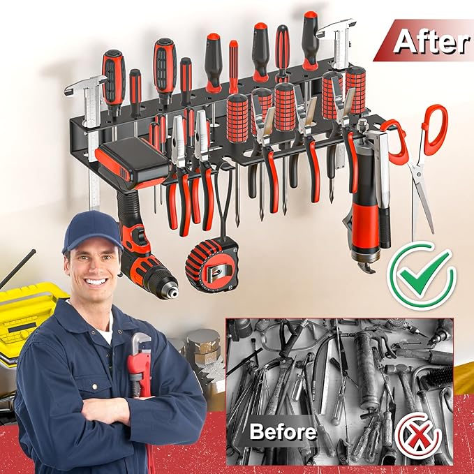 Metal Screwdriver Organizer, Wall Mount Plier Organizer Hammer Holder, Hand - Image 4