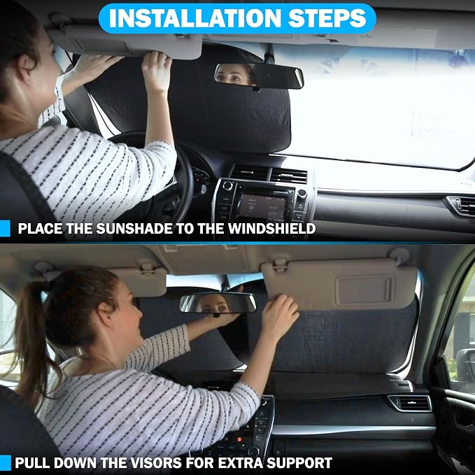 2 Piece Truck Windshield Sun Shade Foldable | Front Windshield Shade - Image 6