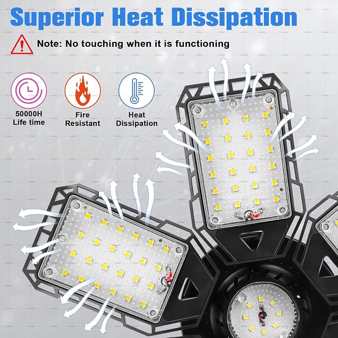 LED Garage Lights 4 Pack -180W, 18000LM 6500K Led Shop Light - Image 4