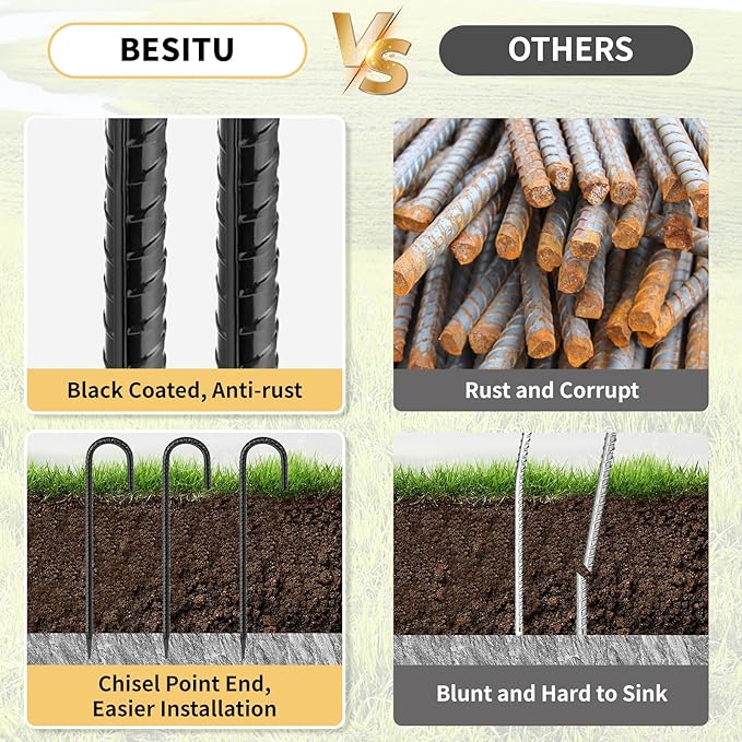 16 Inches 24-Pack J Hook Rebar Stakes Heavy Duty Tent Stakes - Image 3