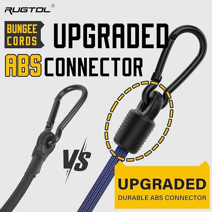 Bungee Cords with Hooks, 48 Inch Adjustable Blue Bungee Cords with Carabiner - Image 4