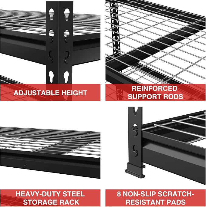 WORKPRO 4000LBS Heavy Duty Shelving, 48”W x 24”D x 72”H, 5-Tier Storage Shelves - Image 6