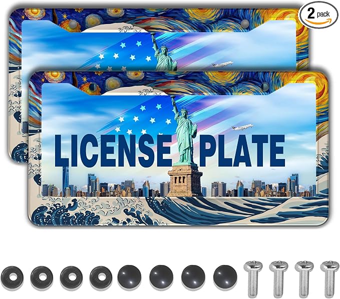 Car Plate Frames for Women Multicolor License Plate Protector for Men Starry by Unknown
