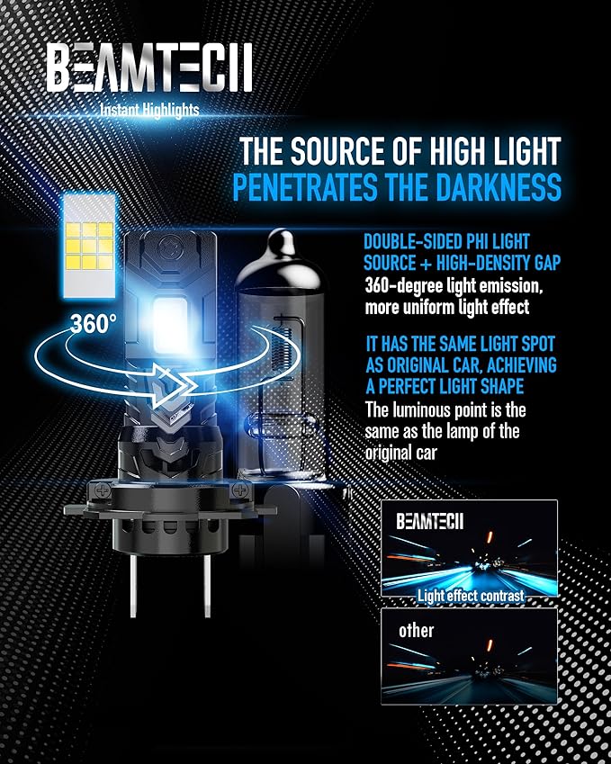 BEAMTECH H7 Light Bulb, No Adapter Need High Speed Fan 6500K Xenon White H7 - Image 4
