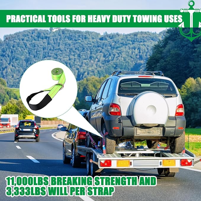 8Pack 2" X 10 ft Tow Truck Straps Lasso Wheel Lift Straps Lasso Tow Strap - Image 4