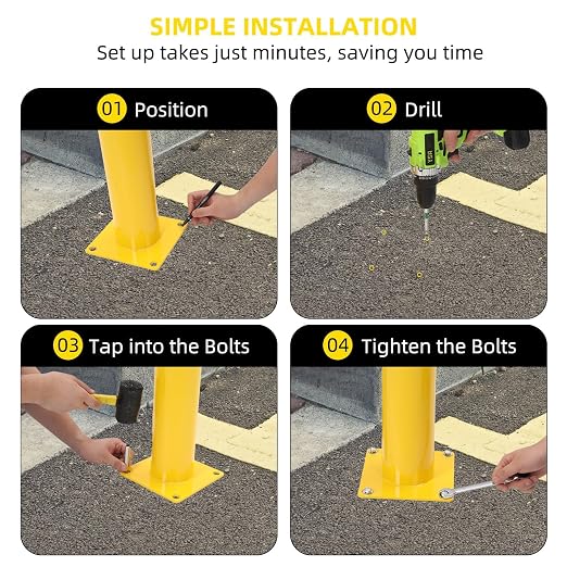4-Pack Heavy Duty Safety Bollards, 4.5" Diameter Steel Pipe Bollard Post - Image 5