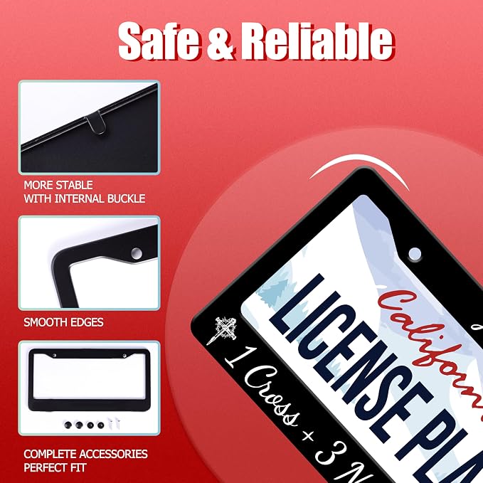 Personalized License Plate Frame Jesus 1 Cross + 3 Nails = 4 Given Stainless - Image 3