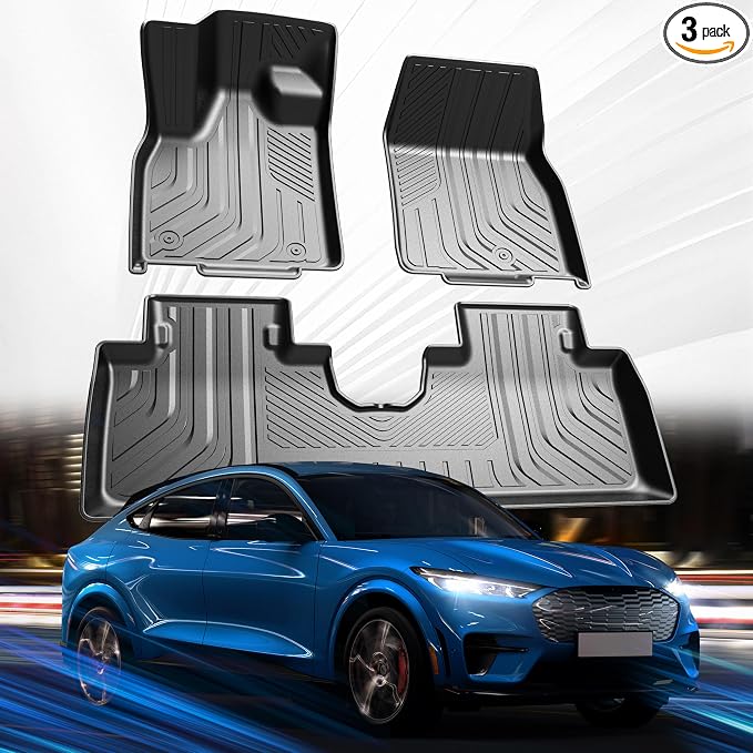 Car Floor Mats for Ford Mustang Mach-E 2021-2024 2025 Accessories, TPE All by SSESS