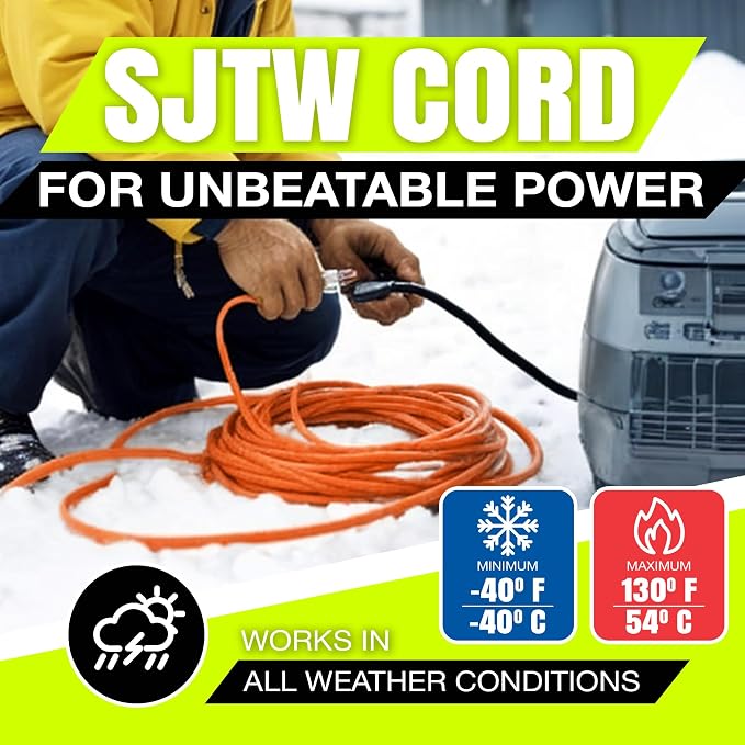 100ft Outdoor/Indoor Extension Cord 10/3 Gauge Ultra Heavy Duty 3 Prong SJTW - Image 8