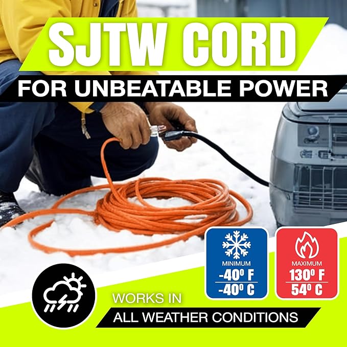 75ft Outdoor/Indoor Extension Cord 10/3 Gauge Ultra Heavy Duty 3 Prong SJTW - Image 8