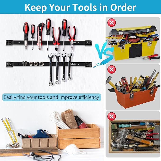 4 Pieces 18" Magnetic Tool Holder Strip, Metal Tool Organizer Rack - Image 5