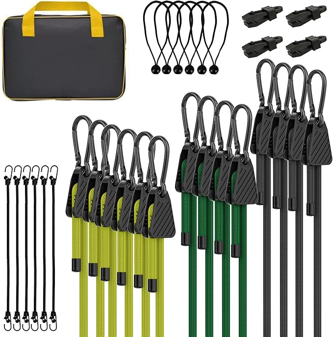 Bungee Cords with Hooks, Upgrade 30pcs Assortment Heavy Duty Outdoor with 24'' by Rugtol