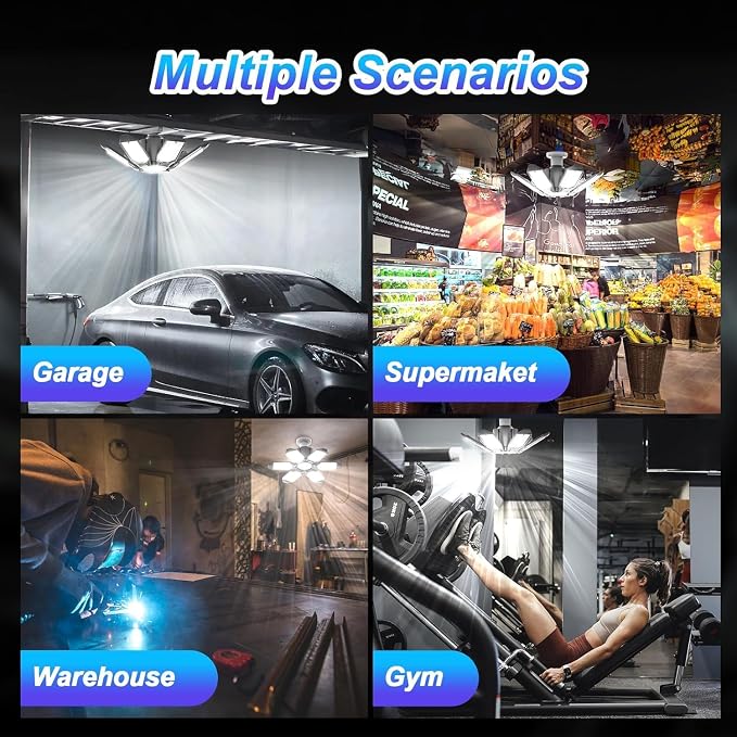 6 Pack 220W Garage Light Ceiling Led Deformable LED Shop Lights - Image 5