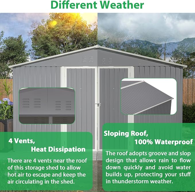 Large Outdoor Storage Shed, Utility Tool Shed Storage House - Image 6