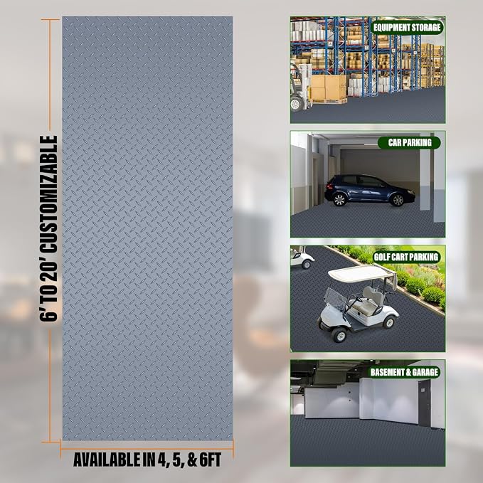 SEAL 4 x 6 Ft Premium Garage Floor Mat, Solid 2.8mm Thick Gray Commercial Grade - Image 2